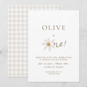 Daisy Floral First Birthday Invitation - White