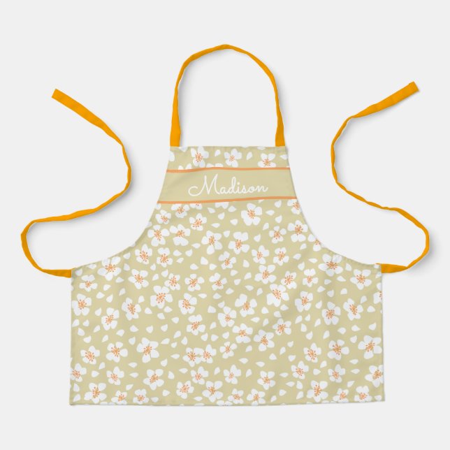 Daisy Floral Girls Name Personalised Apron (Front)