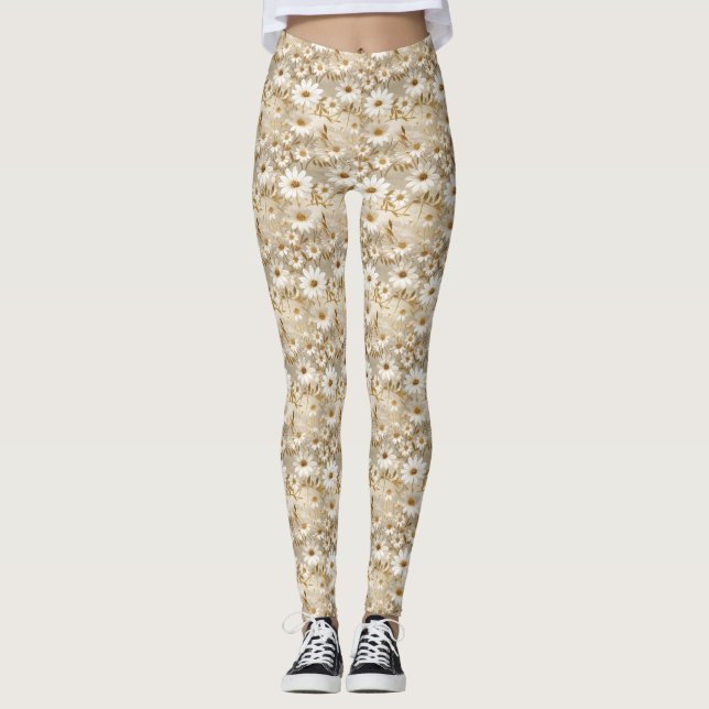 Daisy Floral Pattern Leggings (Front)