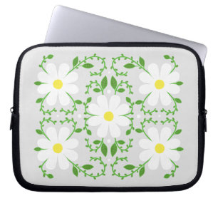 Daisy floral pattern throw pillow laptop sleeve