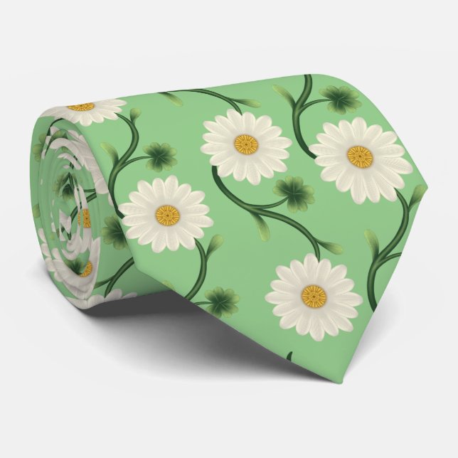 Daisy Floral Pattern Tie (Rolled)