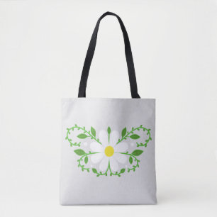 Daisy floral pattern tote bag