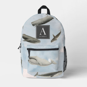 Daisy Floral Pattern Watercolor Monogram Printed Backpack