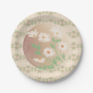 Daisy Floral Patterned Paper Plate