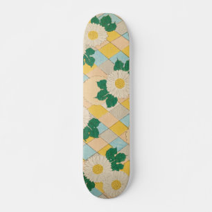 Daisy Floral Print Vintage Japanese Retro Pattern Skateboard