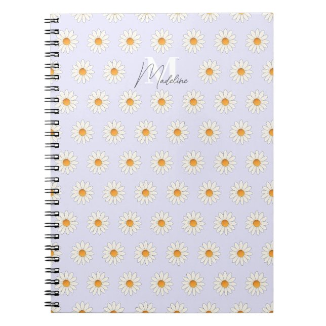 Daisy Floral Spiral Notebook – Personalised Name (Front)