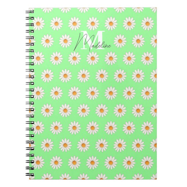 Daisy Floral Spiral Notebook – Personalised Name (Front)