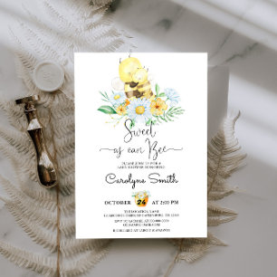 Daisy Floral Sweet as Can Bee Baby Shower Invitation