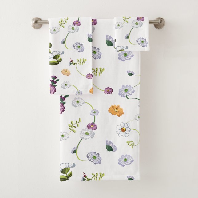 Daisy flower 2 bath towel set (Insitu)
