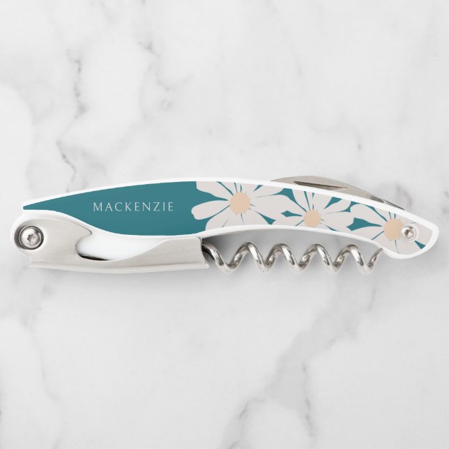 Daisy Flower add your name personalised Corkscrew (Front)