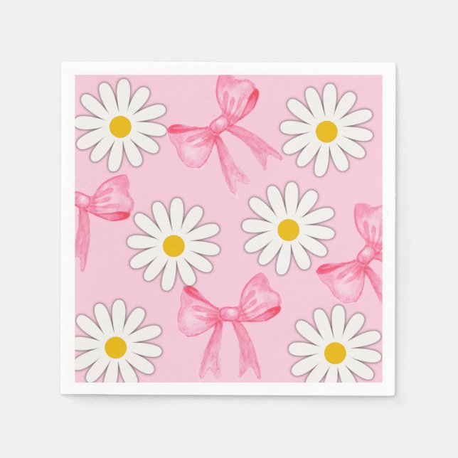 Daisy Flower and Bow Napkin (Front)