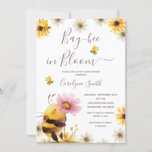 Daisy Flower Bay Bee in Bloom Baby Shower Invitation