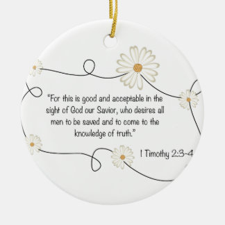 Daisy Flower Bible Quote Knowledge of Truth Ceramic Tree Decoration