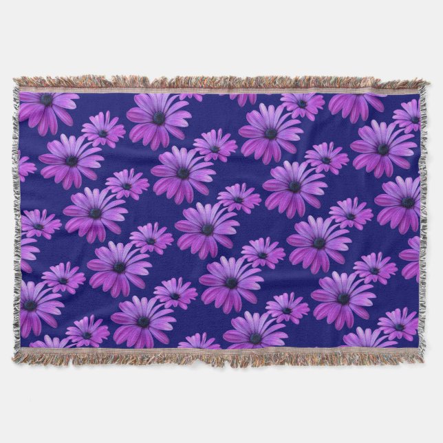Daisy Flower Blanket Purple Daisies Throw Blanket (Front)