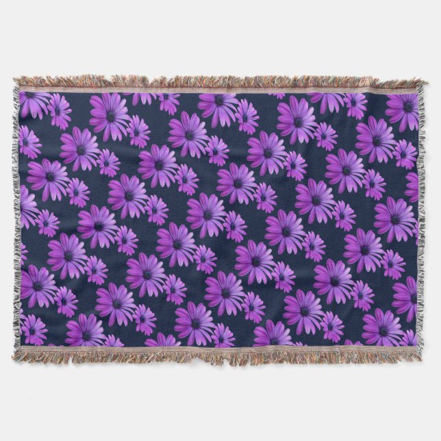 Daisy Flower Blanket Purple Daisies Throw Blanket (Front)