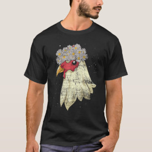 Daisy Flower Blossom Farm Animal Floral Chicken T-Shirt