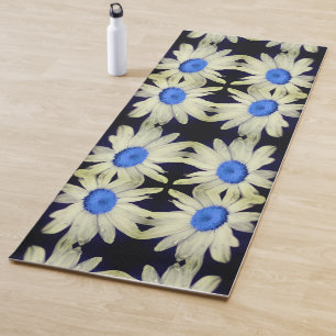 Daisy Flower Blue Centre Raindrops Abstract Yoga Mat