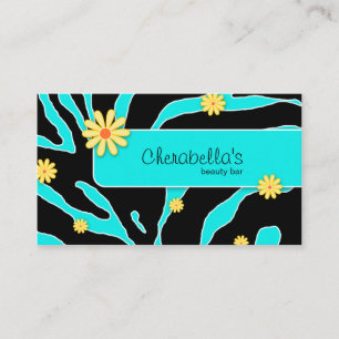 Daisy Flower Business Card Zebra Blue YB