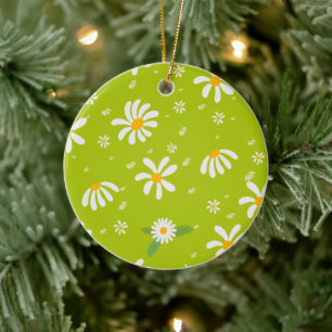Daisy flower ceramic tree decoration
