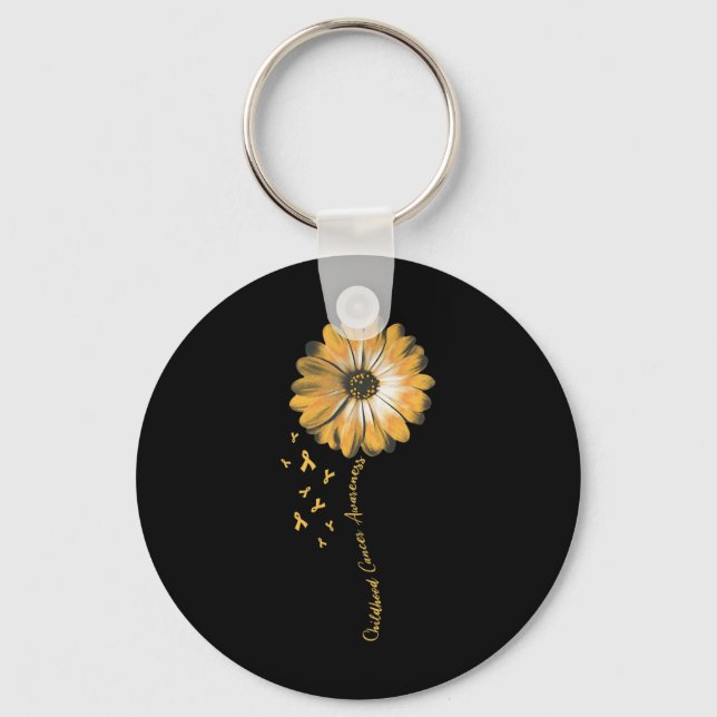 Daisy Flower Childhood Cancer Awareness Gifts  Key Ring (Front)