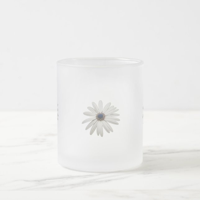 Daisy Flower Coffee Mug. Bloom and Brew... Frosted Glass Coffee Mug (Center)