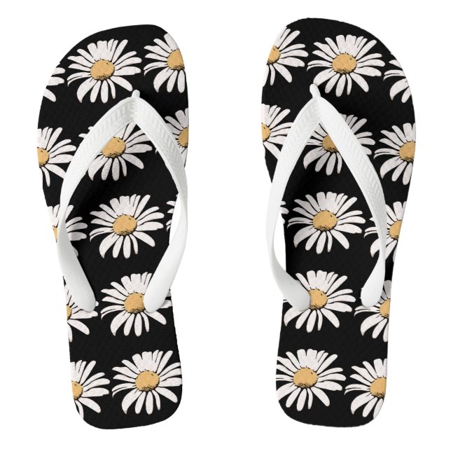 Daisy (Flower) - Custom Adult, Wide Straps Flip Flops (Footbed)