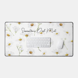 Daisy Flower Custom Text Desk Mat
