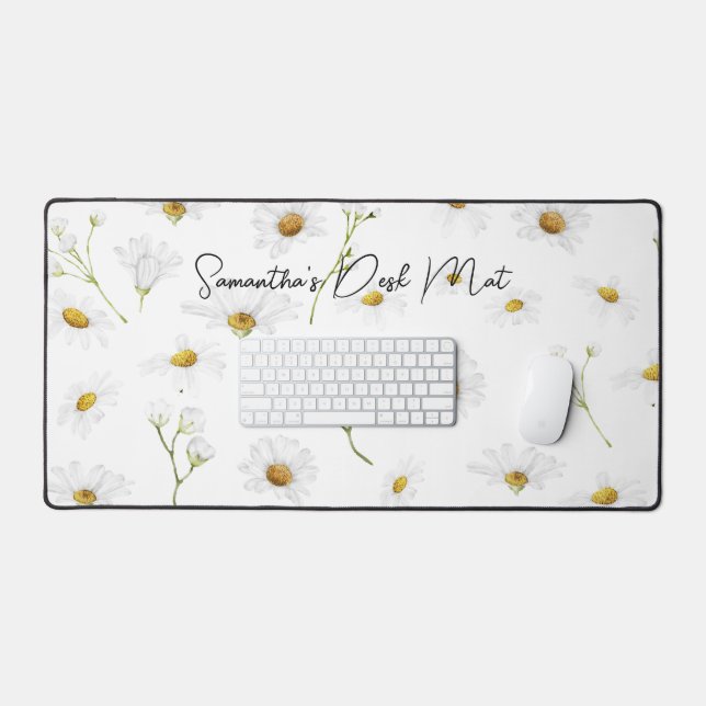 Daisy Flower Custom Text Desk Mat (Keyboard & Mouse)