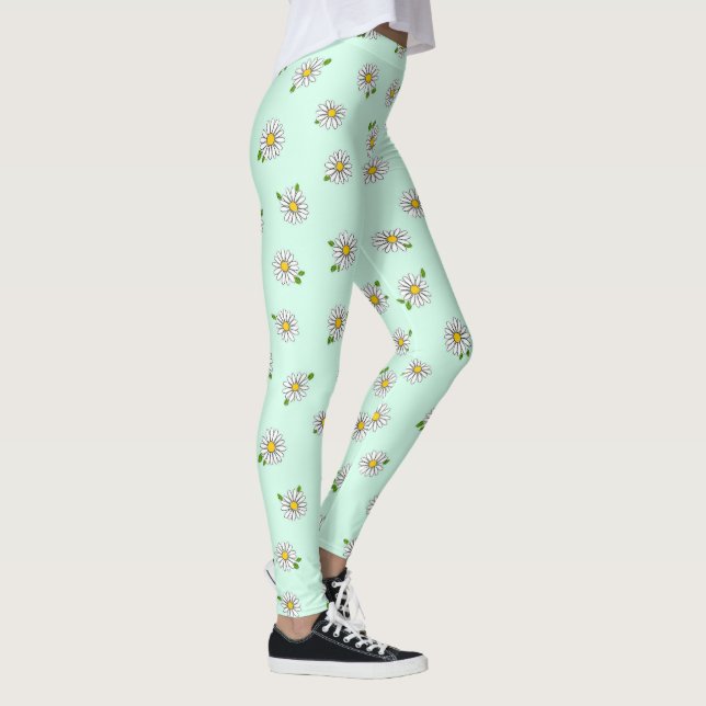Daisy Flower Cute Floral Pastel Pattern Leggings (Right)