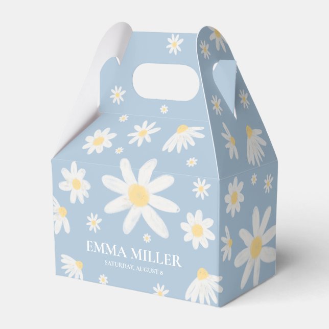 Daisy Flower Dusty Blue  Favour Box (Front Side)