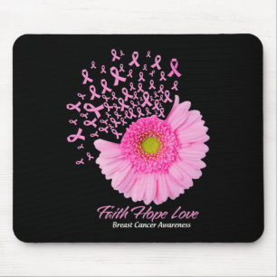 Daisy Flower Faith Hope Love Breast Cancer Awarene Mouse Mat