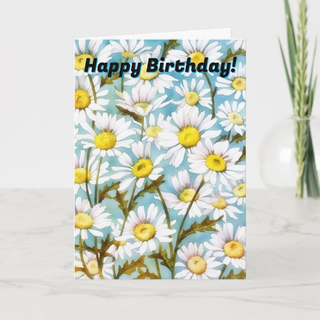 Daisy Flower Floral Birthday Card (Front)
