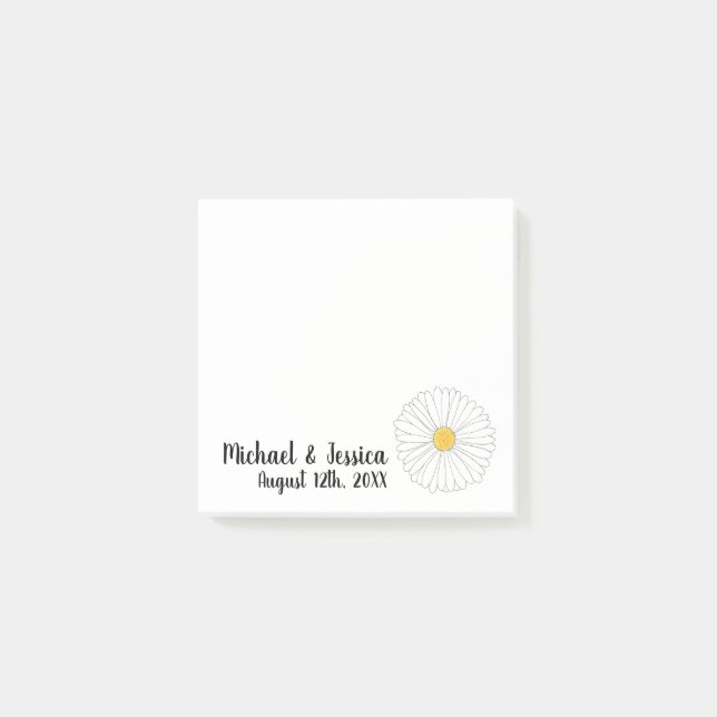 Daisy Flower Floral Bridal Shower Wedding Favour Post-it Notes (Front)