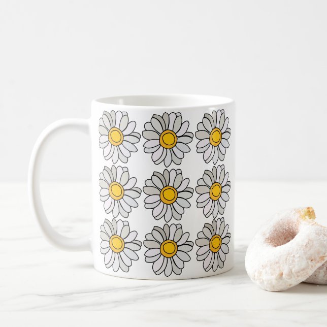 Daisy Flower Floral Daisy Coffee Mug (With Donut)