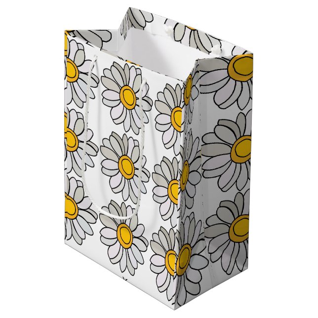 Daisy Flower Floral Daisy Medium Gift Bag (Front Angled)