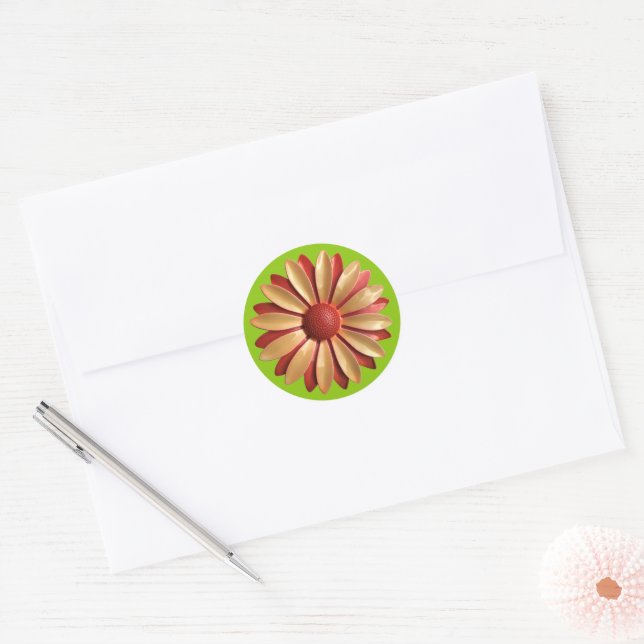 Daisy Flower - Floral MOD Summer Garden Wedding Classic Round Sticker (Envelope)