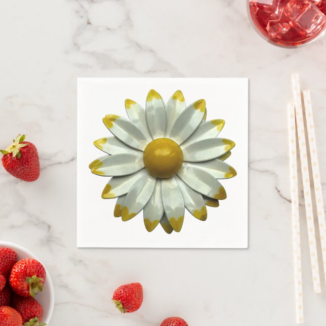 Daisy Flower - Floral Spring Summer Garden Wedding Napkin (Insitu)