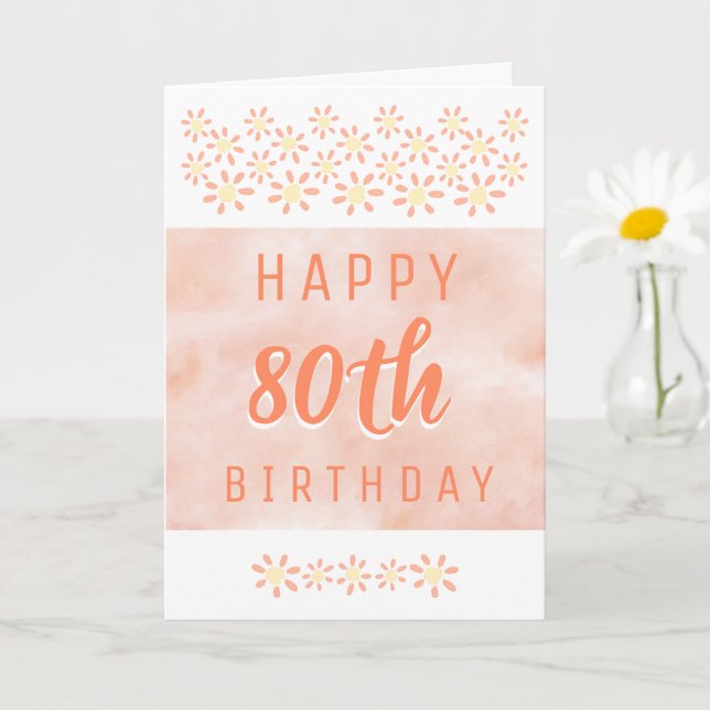 Daisy Flower Floral Watercolor 80th Birthday Card (Small Plant)