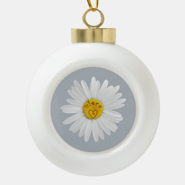 Daisy Flower For Niece Art Customise Background Ceramic Ball Christmas Ornament (Front)