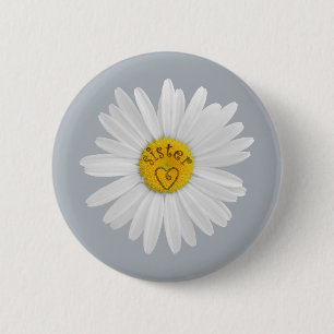 Daisy Flower For Sister Art Customise Background 6 Cm Round Badge