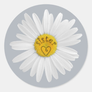 Daisy Flower For Sister Art Customise Background Classic Round Sticker