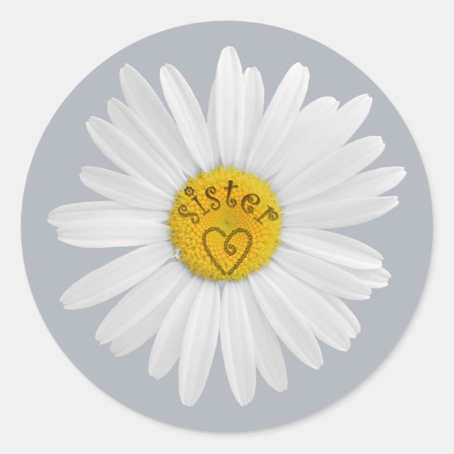 Daisy Flower For Sister Art Customise Background Classic Round Sticker (Front)