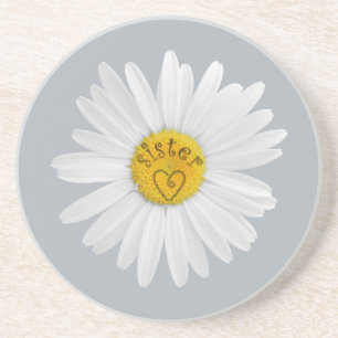 Daisy Flower For Sister Art Customise Background Coaster