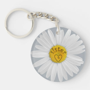 Daisy Flower For Sister Art Customise Background Key Ring