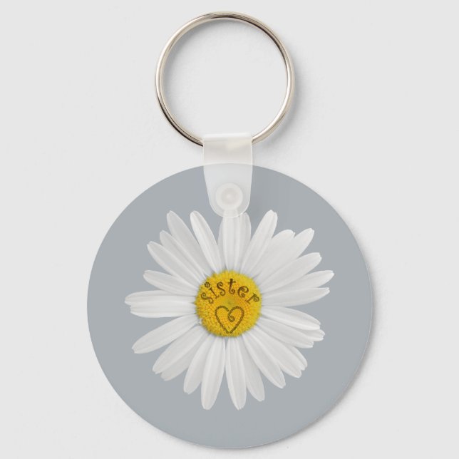 Daisy Flower For Sister Art Customise Background Key Ring (Front)