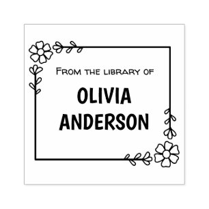 Daisy flower frame book rubber stamp