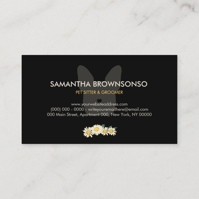 Daisy Flower French Bulldog | Cute Pet-Themed Business Card (Back)
