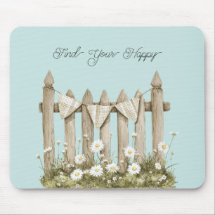 Daisy Flower Garden Fence Mouse Mat