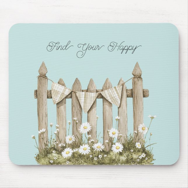 Daisy Flower Garden Fence Mouse Mat (Front)