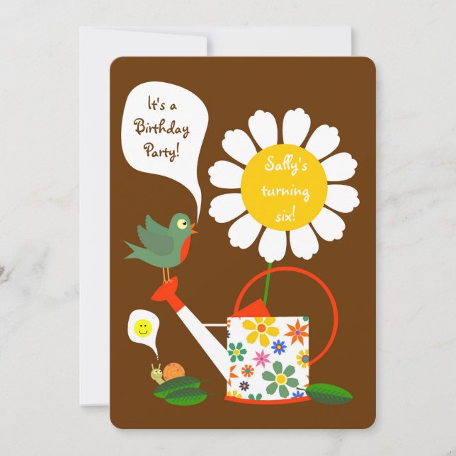 Daisy Flower Garden Girl Birthday Party Invitation (Front)